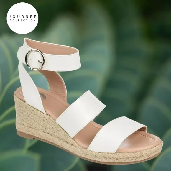 NEW JOURNEE COLLECTION White Norra Espadrille Wedge Sandals, 10M - Picture 5 of 12
